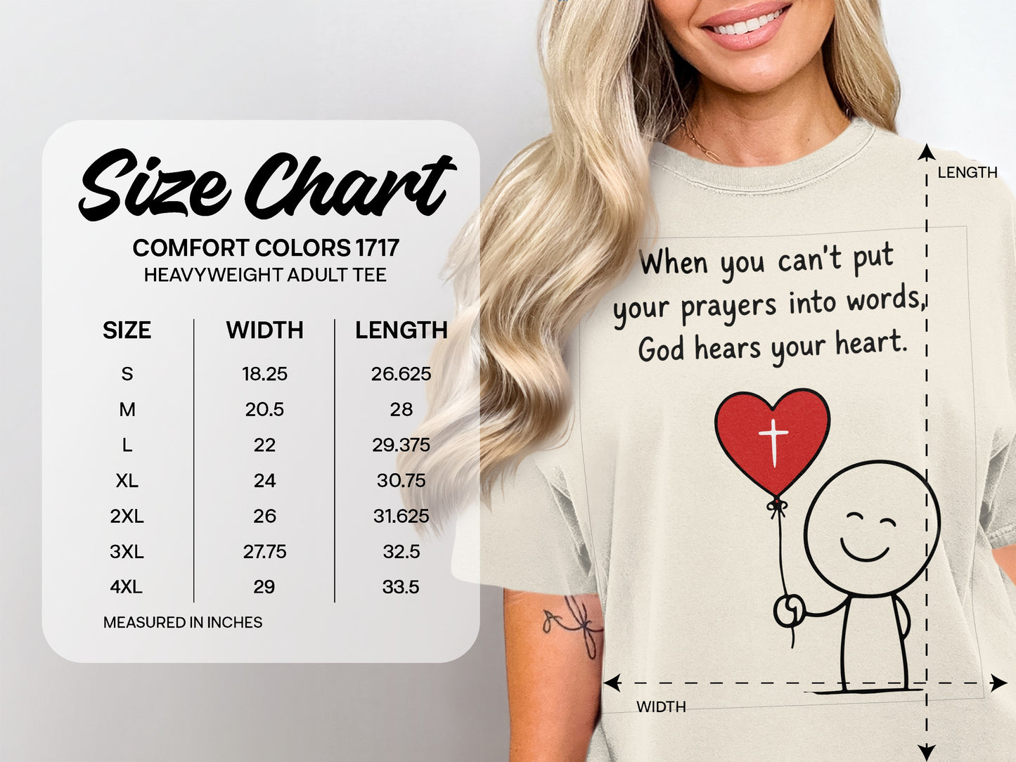 God Hears Your Heart Christian Oversized Shirt for Women, Comfort Colors Tee
