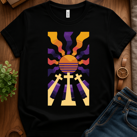 3 Crosses W Rays V1b Print - Black