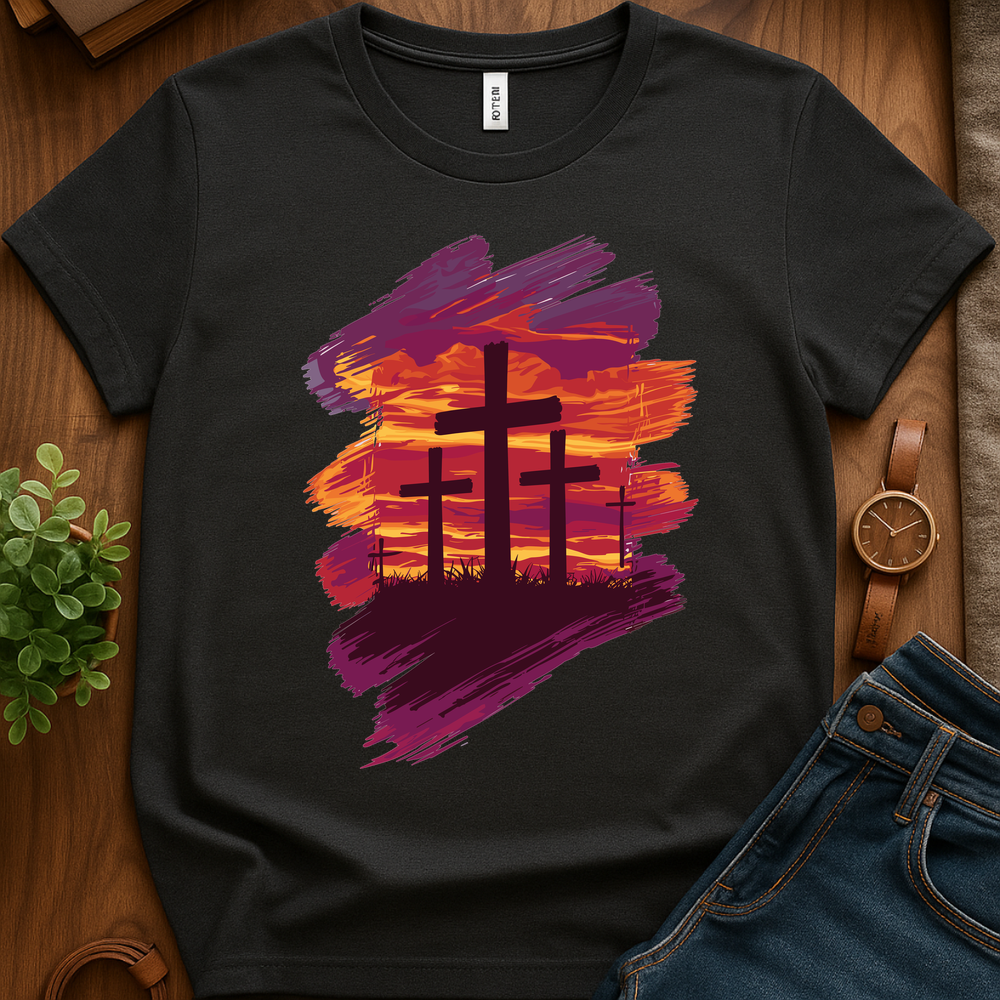 3 Crosses V1 Print - Dark Heather