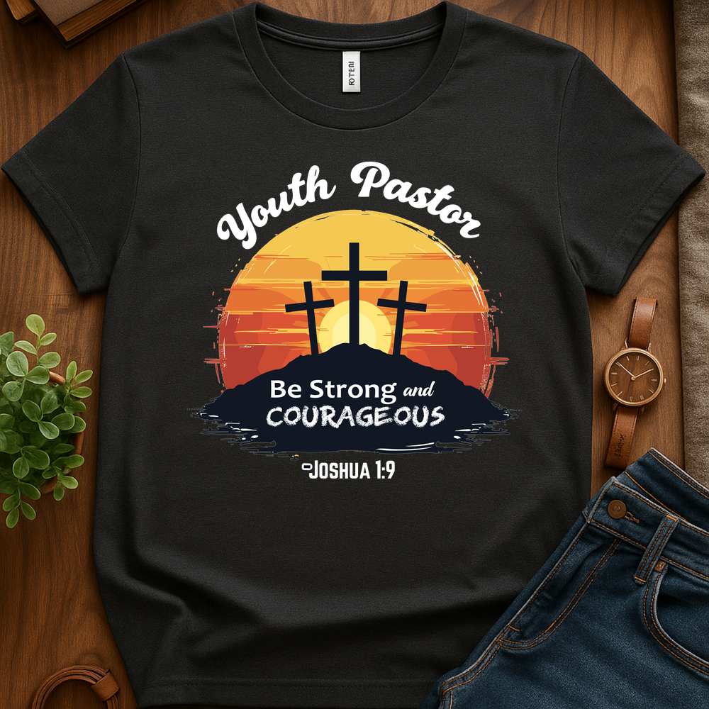 Youth Pastor Be Strong V1 Blk Print - Dark Heather