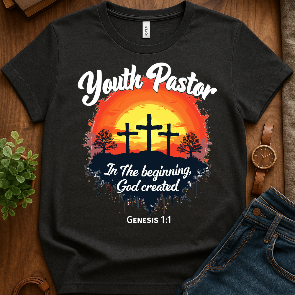 Youth Pastor In The Beginning Blk V1 Print - Dark Heather