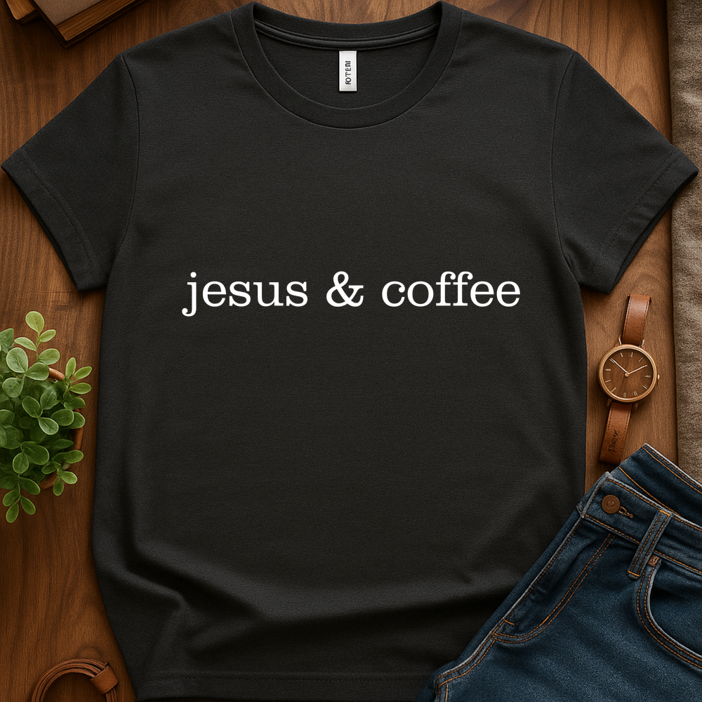 Text Jesus N Coffee V1b - Dark Heather