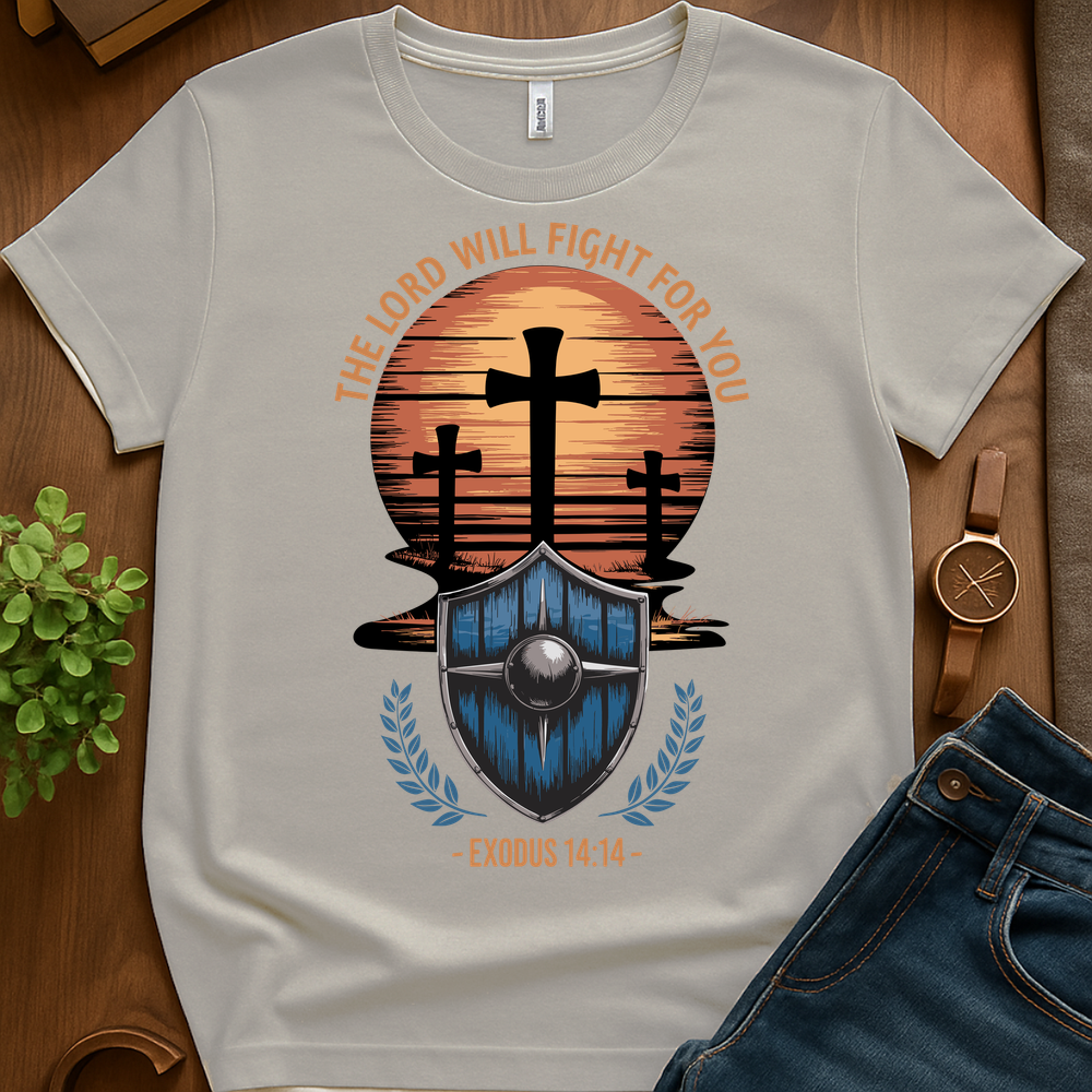 The Lord Will Fight For You V4 Print - Ice Grey