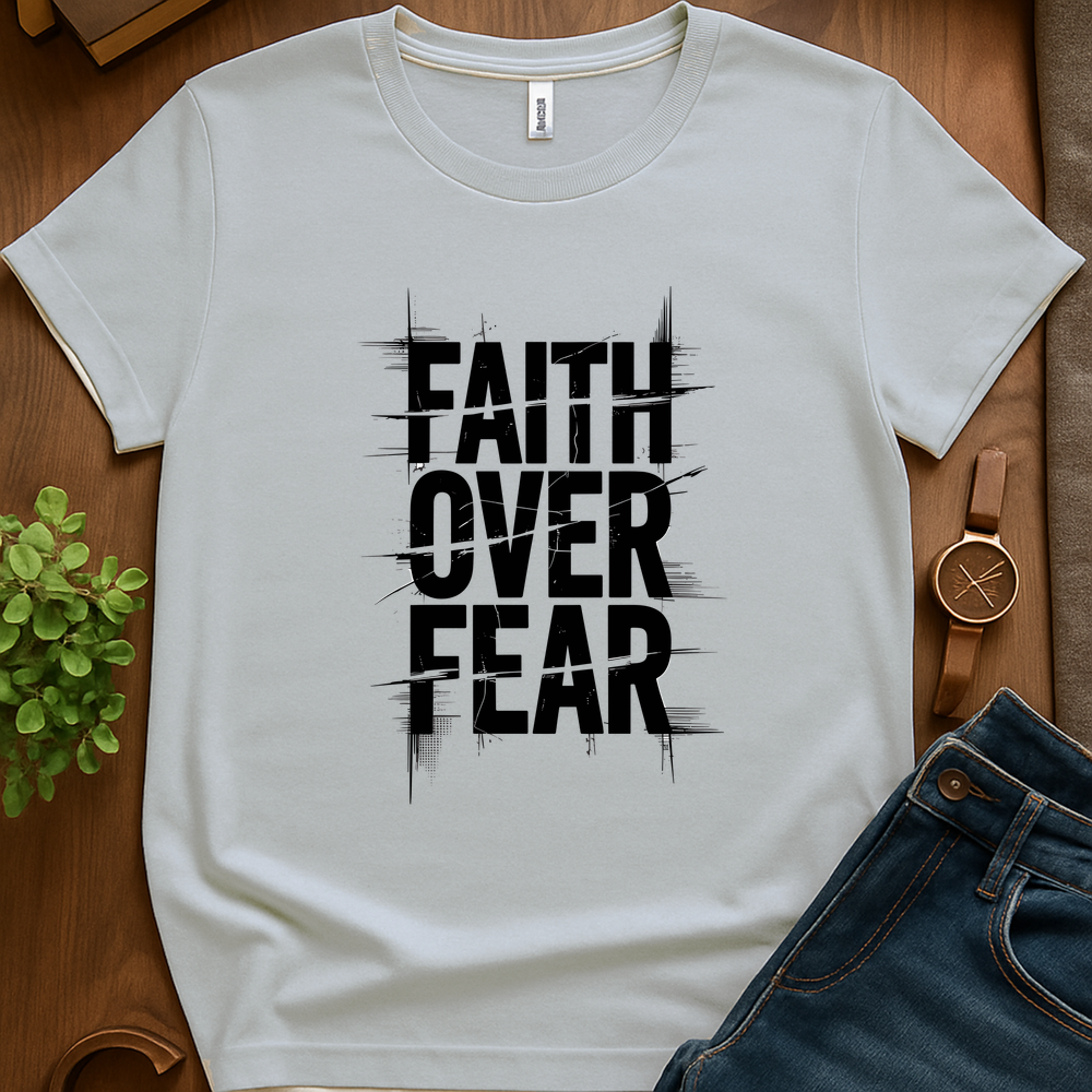 Text Faith Over Fear V1b - Ice Grey