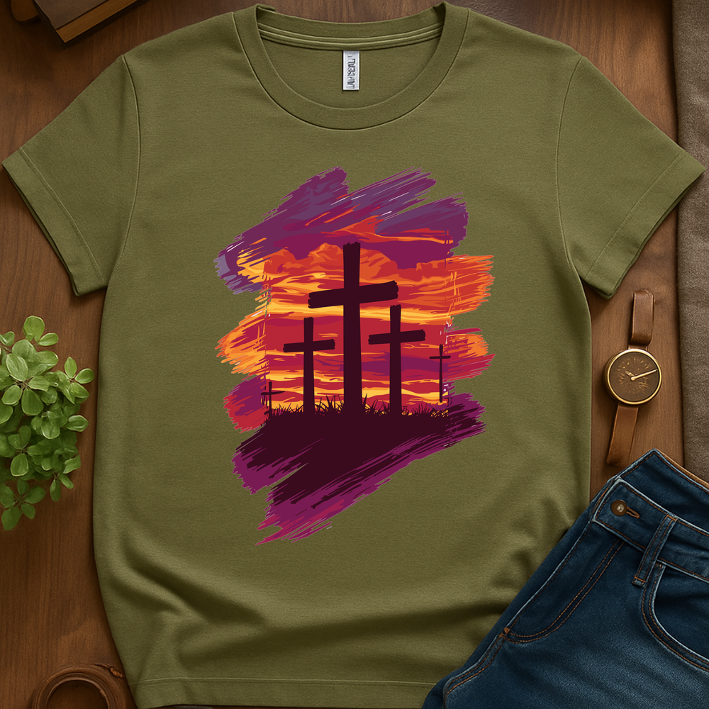 3 Crosses V1 Print - Military Green