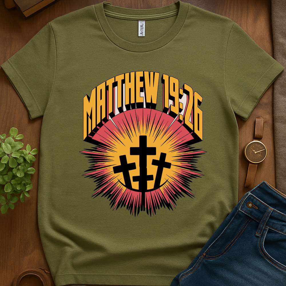 Mathew 19 26 V1 Print - Military Green