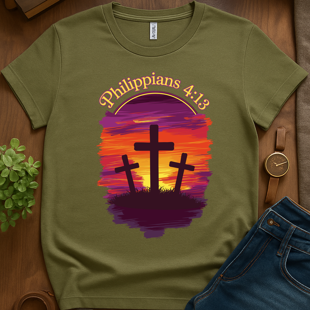 Philippians 4 13 V2 Print - Military Green