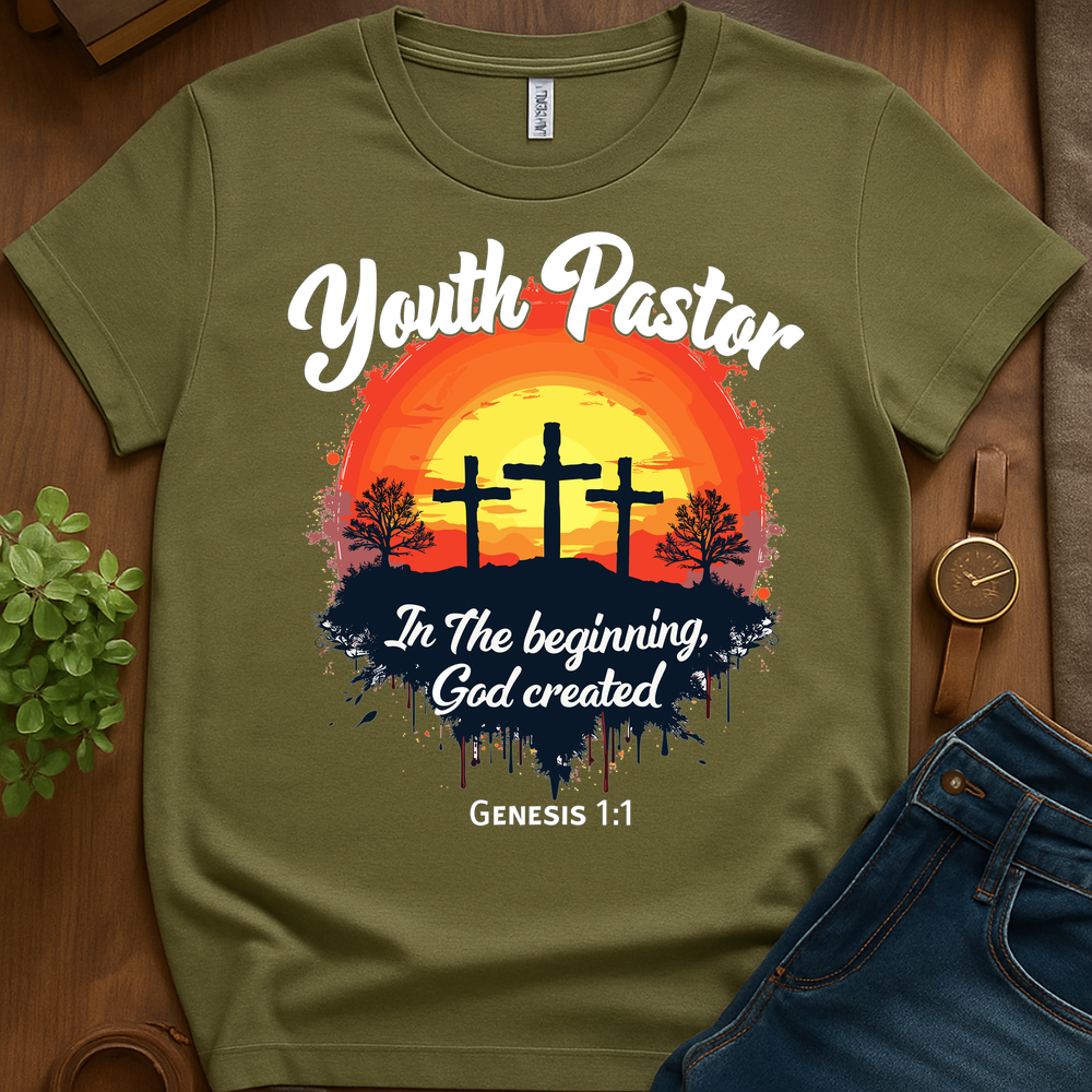 Youth Pastor In The Beginning Blk V1 Print - Military Green