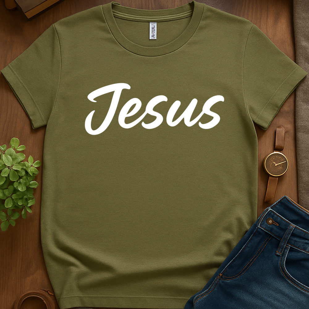 Text Only Jesus V2b - Military Green