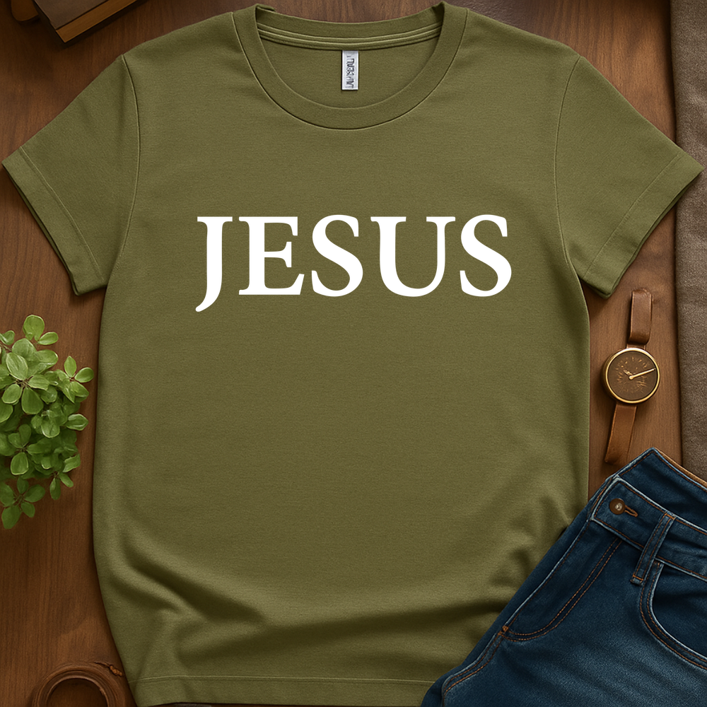 Text Only Jesus V1b - Military Green