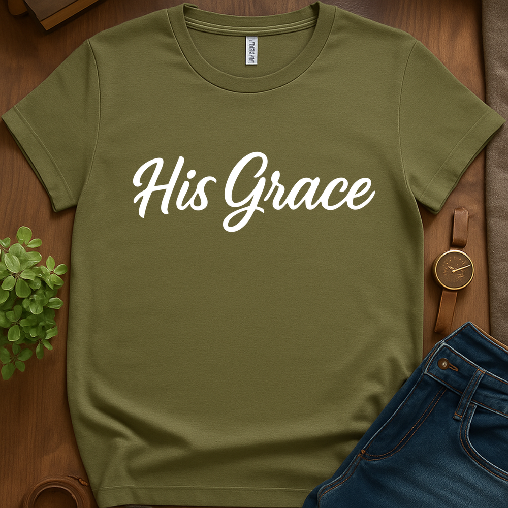 Text Only His Grace Vb - Military Green