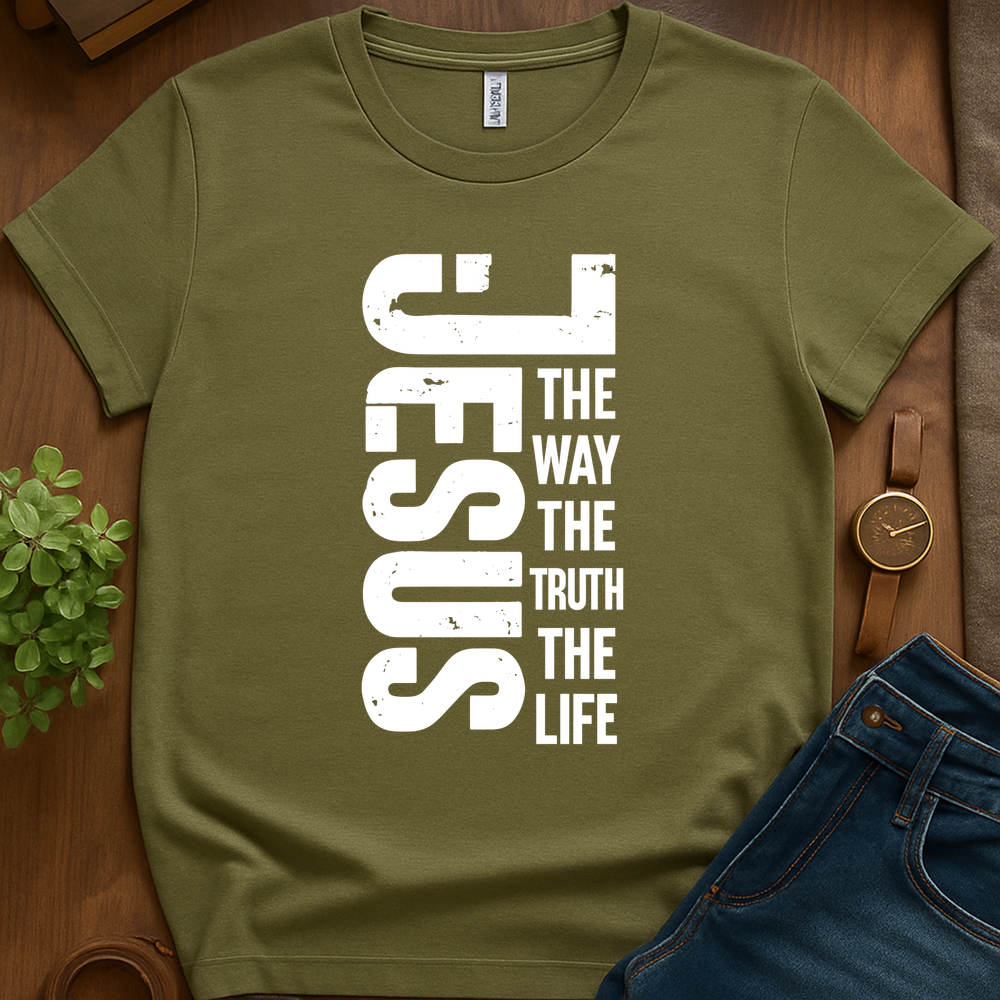 Text Jesus The Way The Life Vb - Military Green