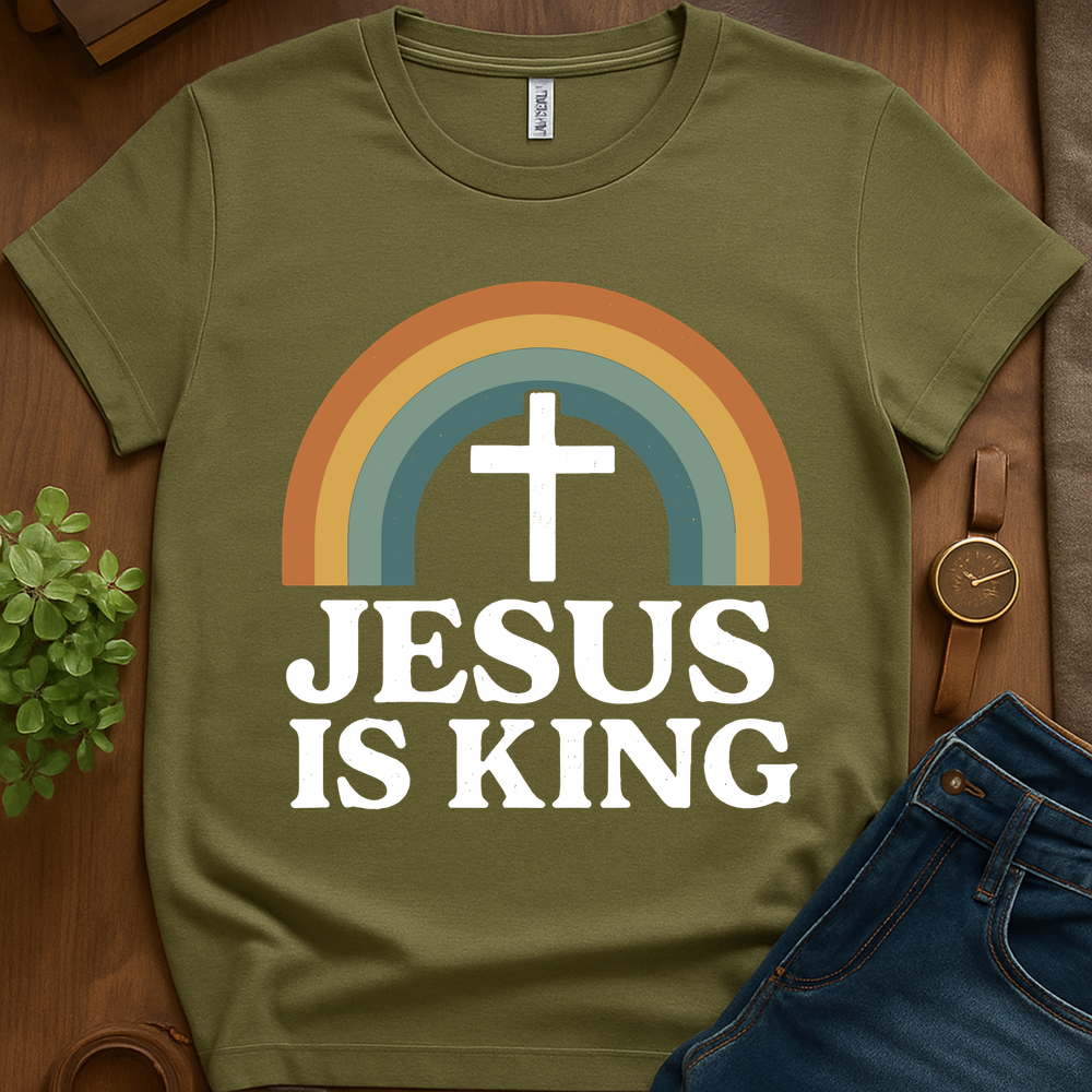 Text Jesus Is King V1b - Military Green