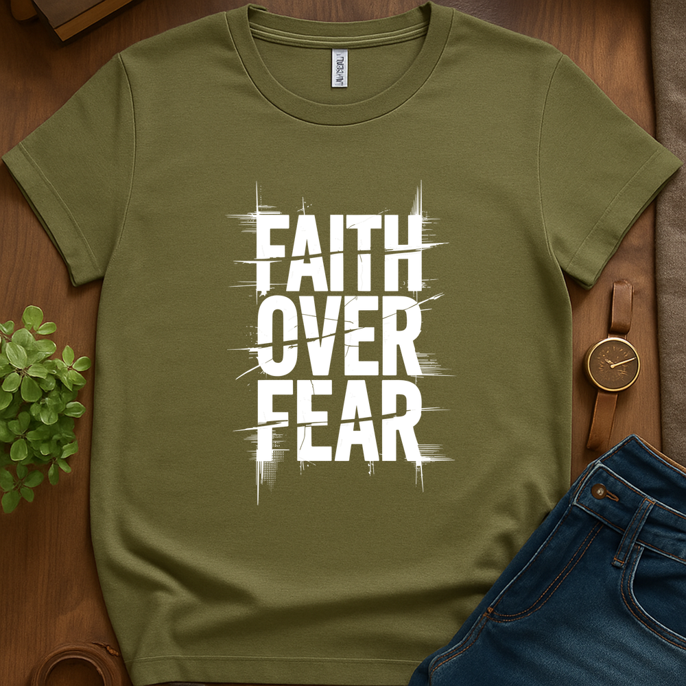 Text Faith Over Fear V1b - Military Green