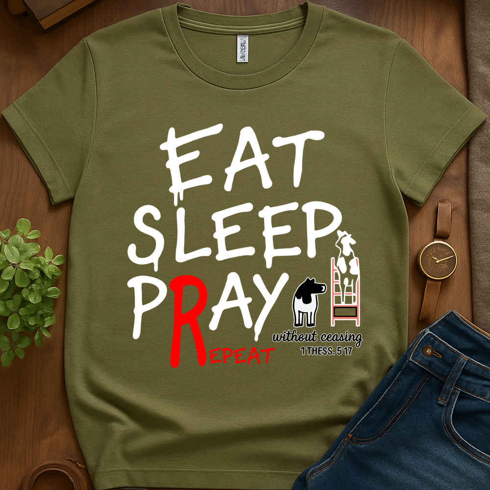Eat Sleep Pray Repeat V1b - Military Green