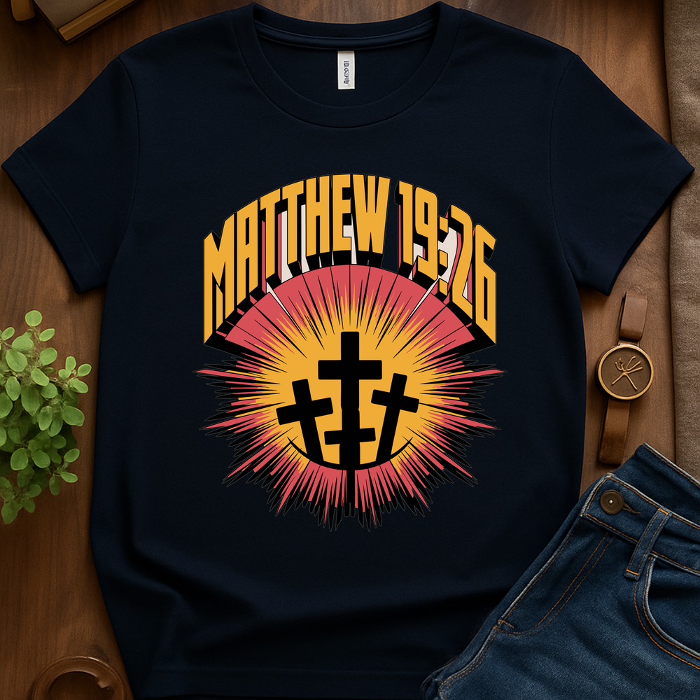 Mathew 19 26 V1 Print - Navy