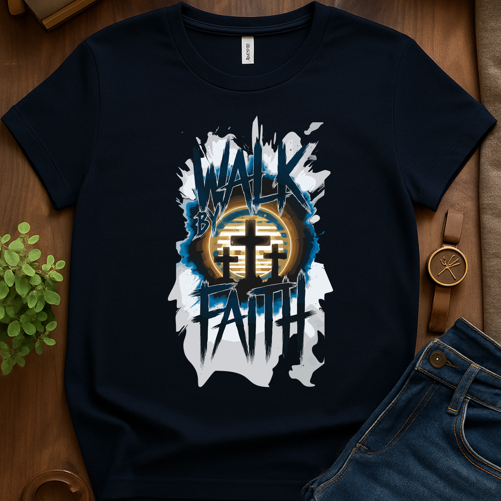 Walk By Faith V1 Print - Navy