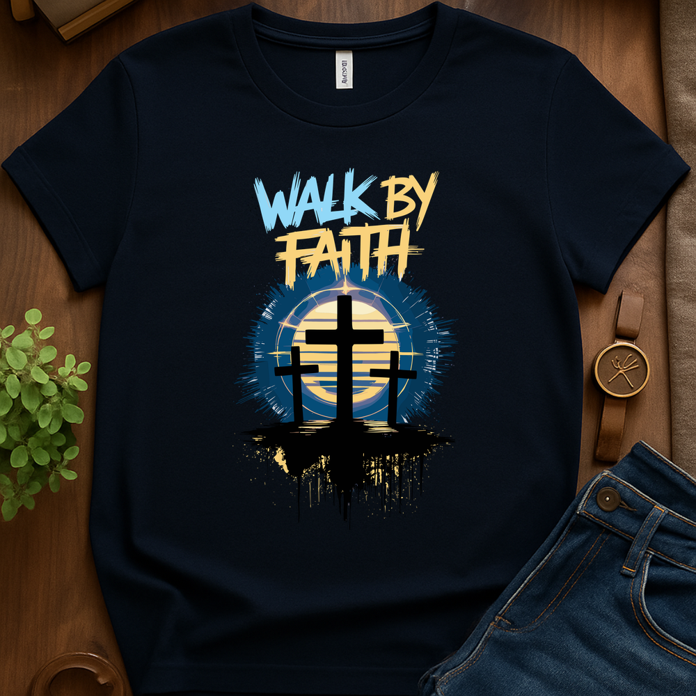 Walk By Faith V2b Print - Navy