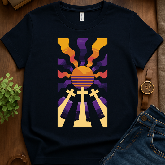 3 Crosses W Rays V1b Print - Navy
