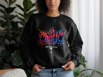 Chat JC Ask Him First Colorful Crewneck Sweatshirt product type
