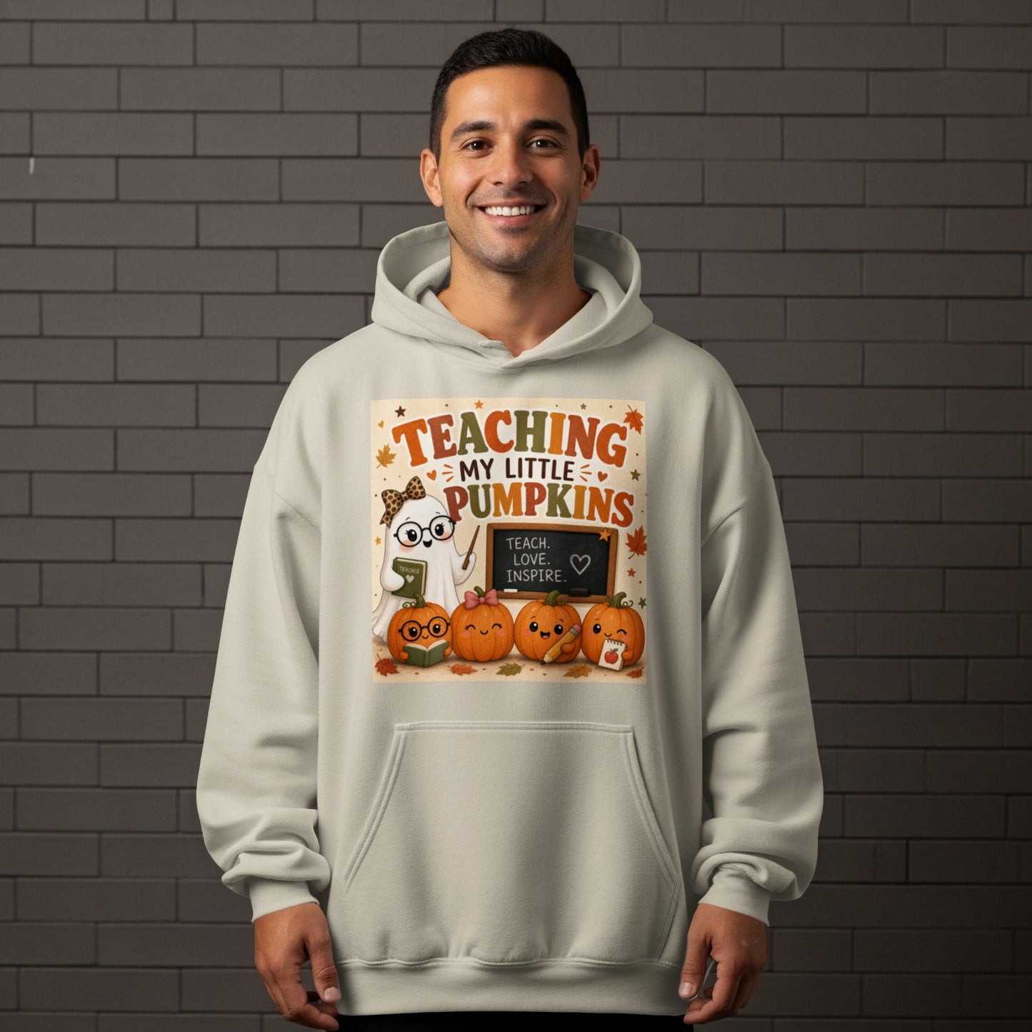 Ghost teacher with pumpkins graphic reading "Teaching My Little Pumpkins"
