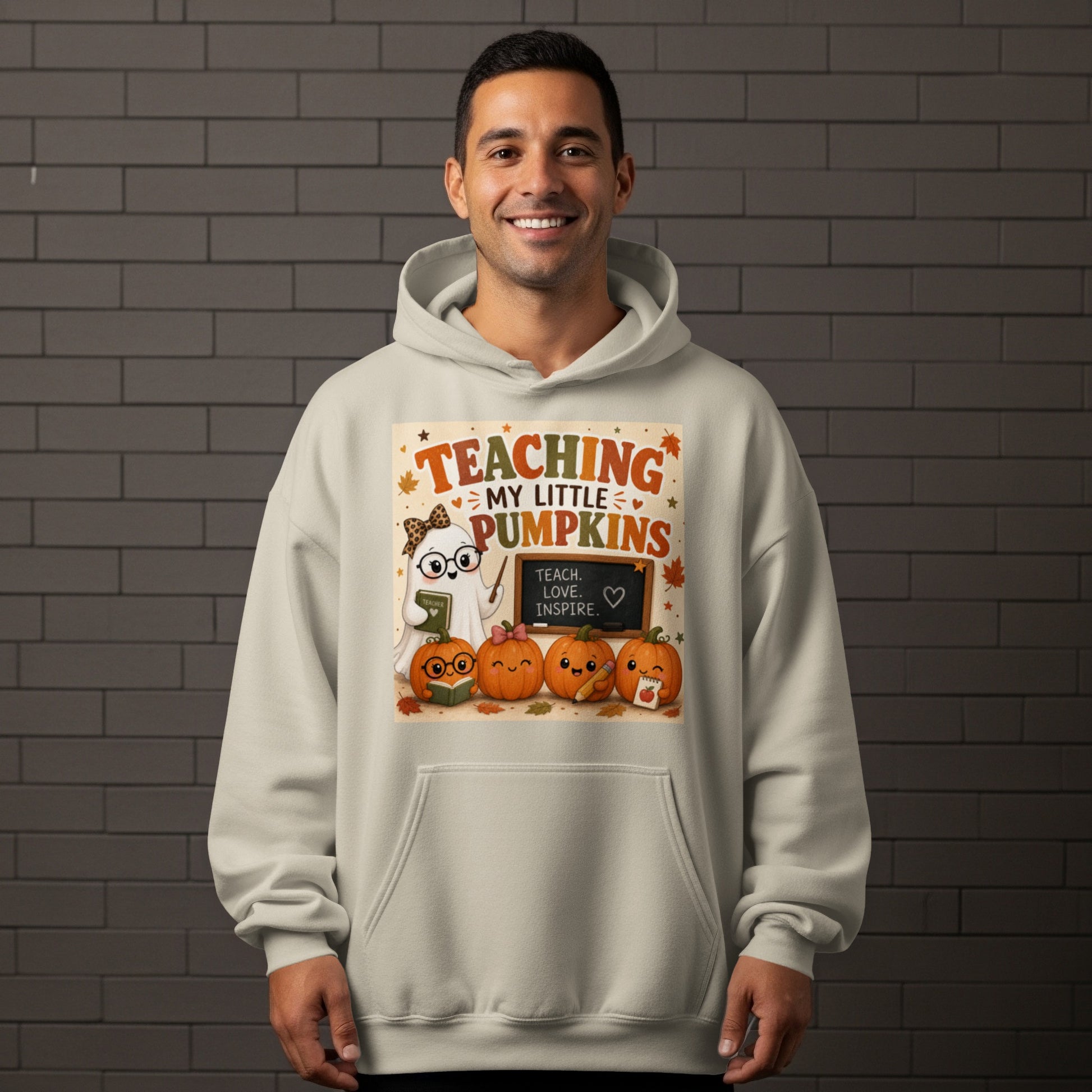 Ghost teacher with pumpkins graphic reading "Teaching My Little Pumpkins"