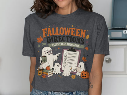 Halloween directions, please read them again, with ghosts and checklist design.