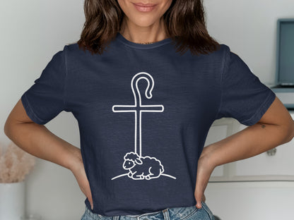 Lamb of God Christian T-Shirt, Good Shepherd Cross Tee, Religious Faith Apparel, | Christian shirt | Custom Church Merch
