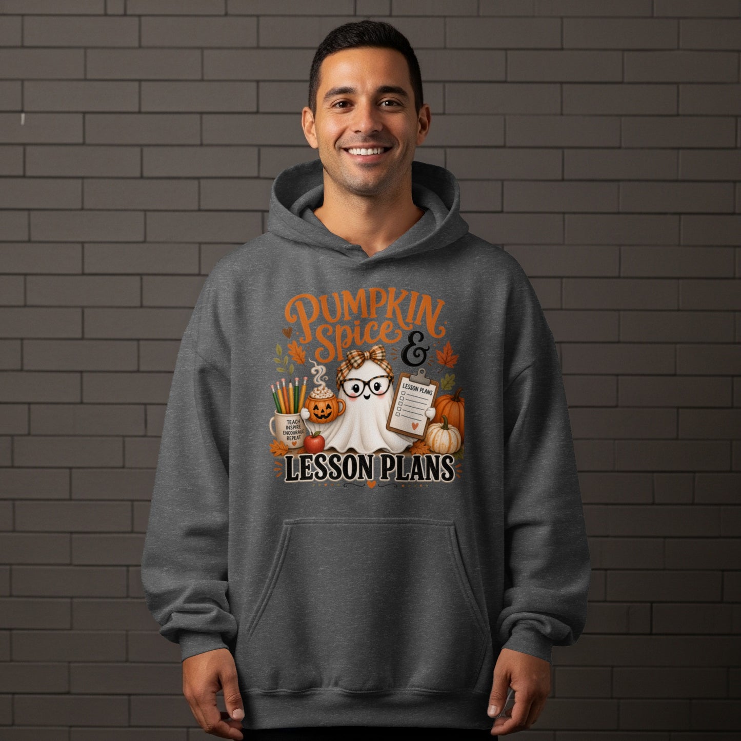Graphic with text "Pumpkin Spice & Lesson Plans" featuring a ghost and fall elements.