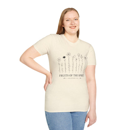 Fruits of the Spirit T-Shirt for Women | Floral Galatians 5:22 Christian Bible Verse Tee