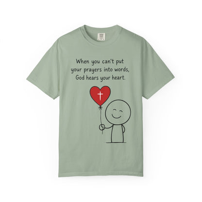 God Hears Your Heart Christian Oversized Shirt for Women, Comfort Colors Tee