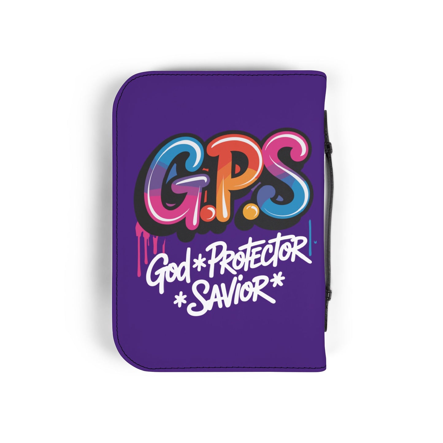 Colorful Bible Cover | G.P.S. God Protector Savior | Christian Gift, Religious Accessory, Bible Case, Faith Journal Holder, Church Supplies