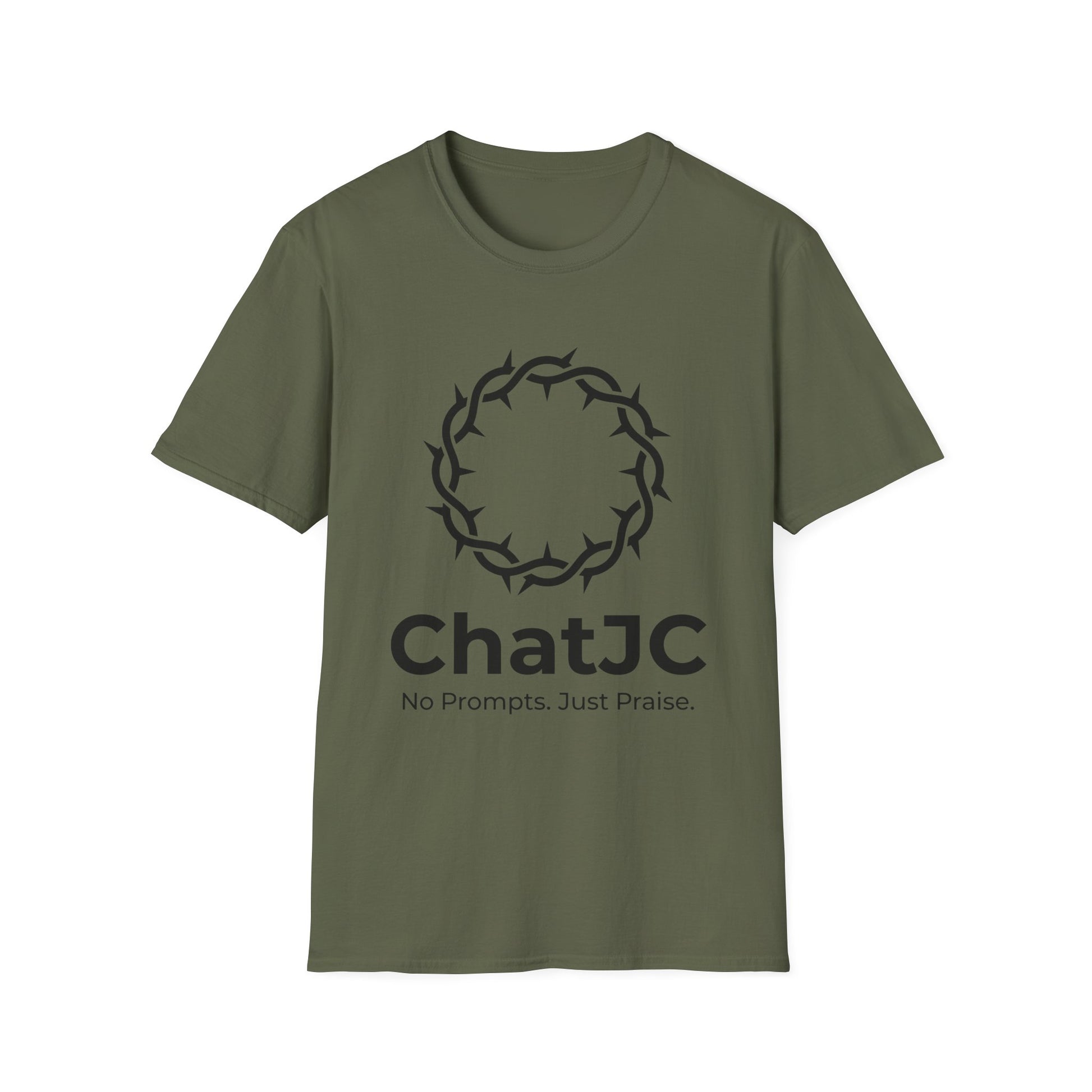 Christian AI Humor Shirt for Men Women – ChatJC Crown of Thorns Graphic Tee Fait | Christian shirt | Custom Church Merch