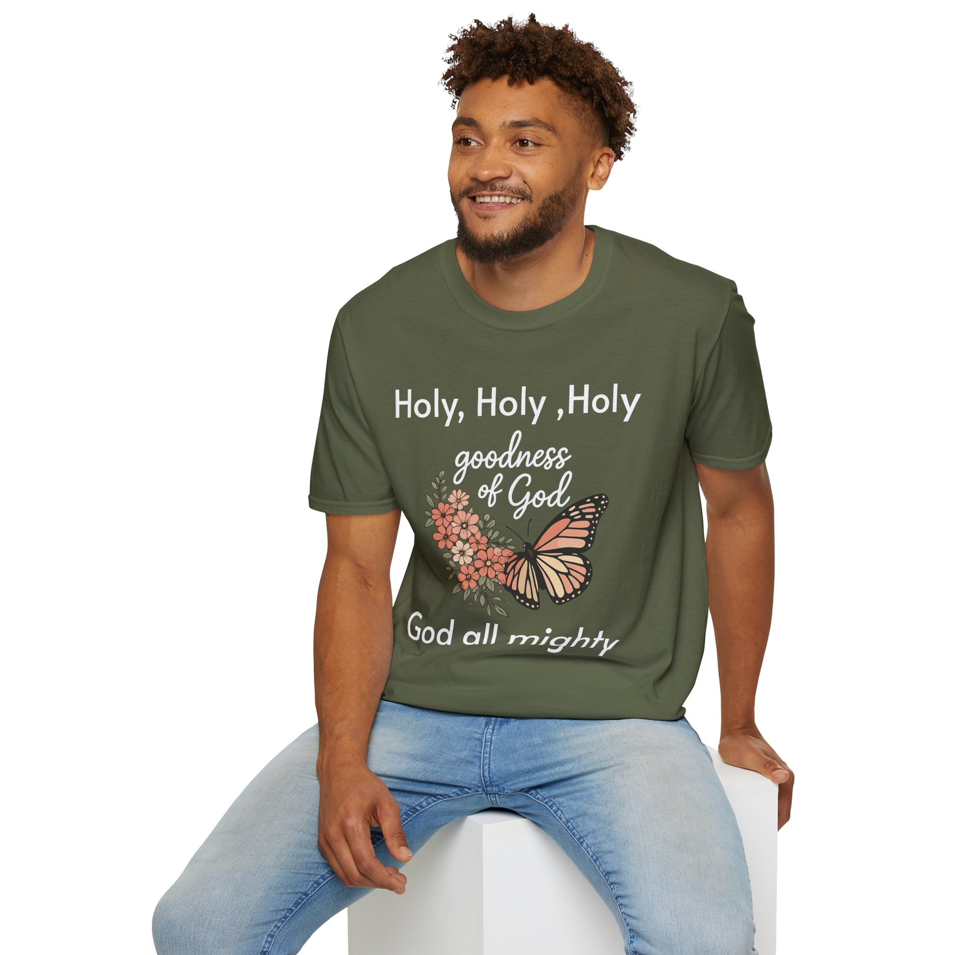 Personalized Scripture T-Shirt — Monarch Butterfly & Flowers | Christian shirt | Custom Church Merch
