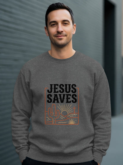 Jesus Saves T-Shirt, Christian Faith Tee, Religious Desert Landscape Shirt, Insp | Christian shirt | Custom Church Merch