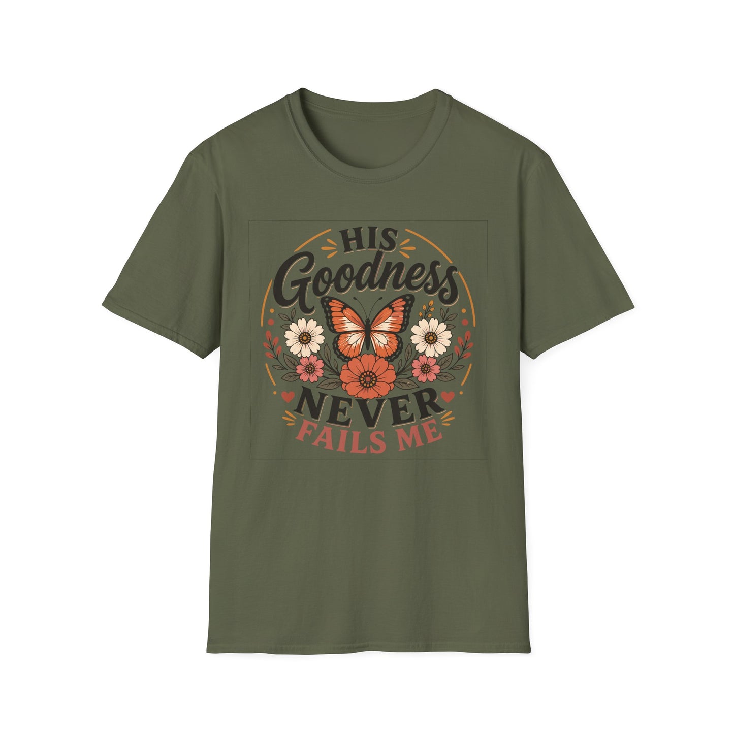 Christian Butterfly Shirt for Women – His Goodness Never Fails Me Faith Based Fl | Christian shirt | Custom Church Merch