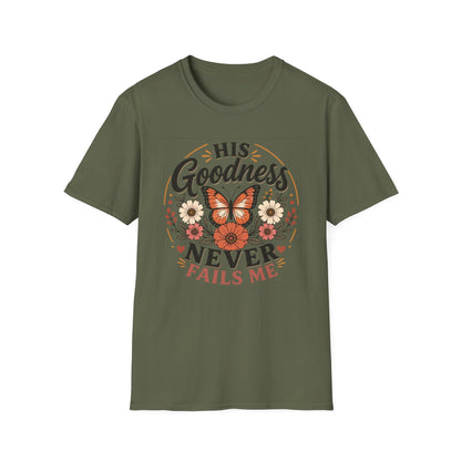Christian Butterfly Shirt for Women – His Goodness Never Fails Me Faith Based Fl | Christian shirt | Custom Church Merch