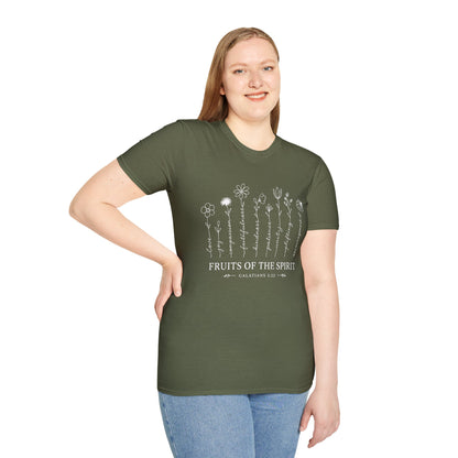 Fruits of the Spirit T-Shirt for Women | Floral Galatians 5:22 Christian Bible Verse Tee