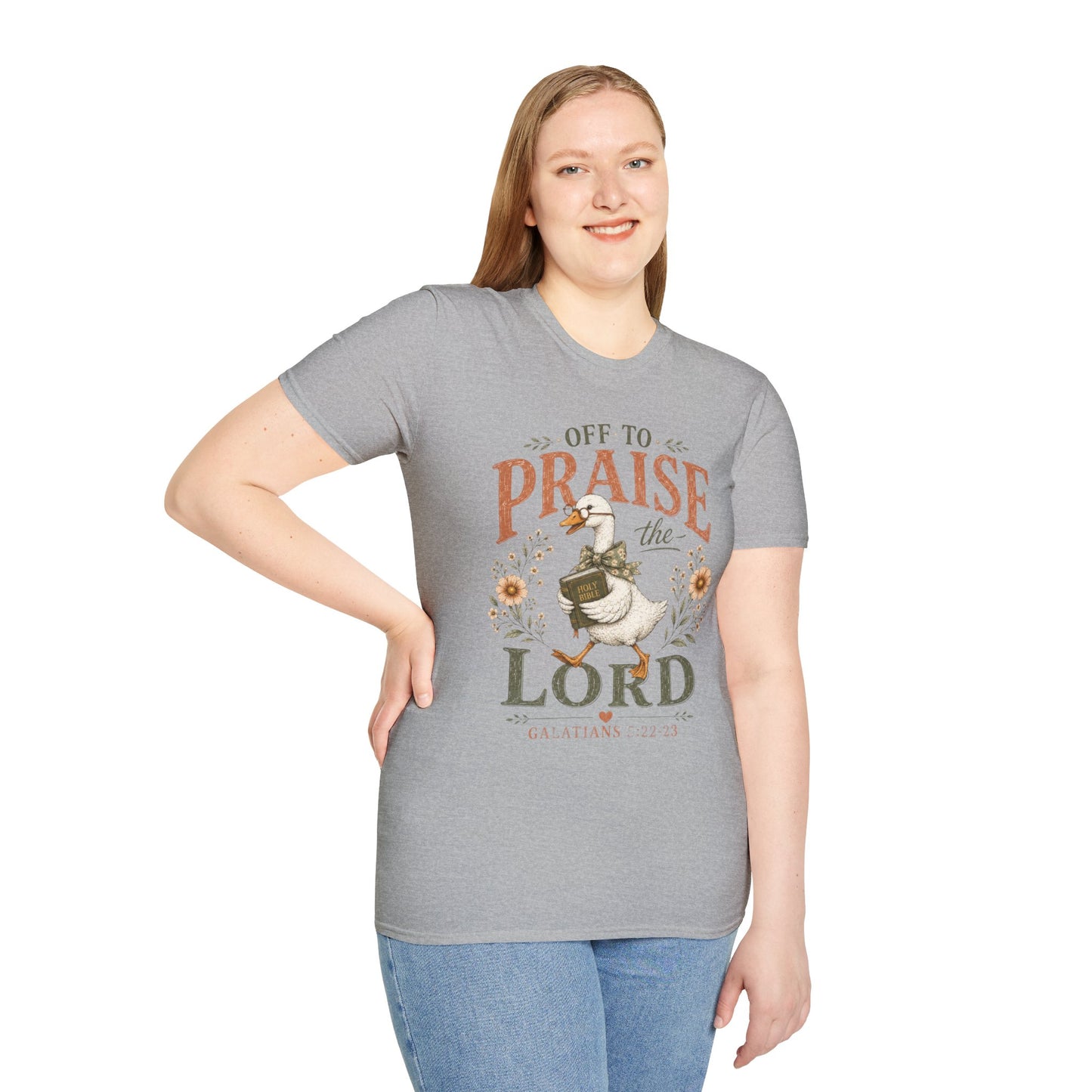 Praise the Lord T‑Shirt — 'Off to Praise the Lord' Floral Duck Christian Tee