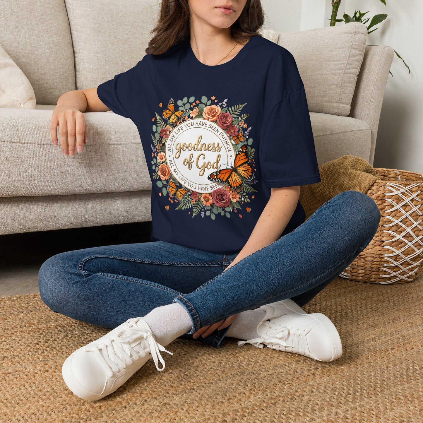 Christian Goodness of God Shirt for Women – His Goodness Never Fails Me Faith Based Floral Graphic Tee