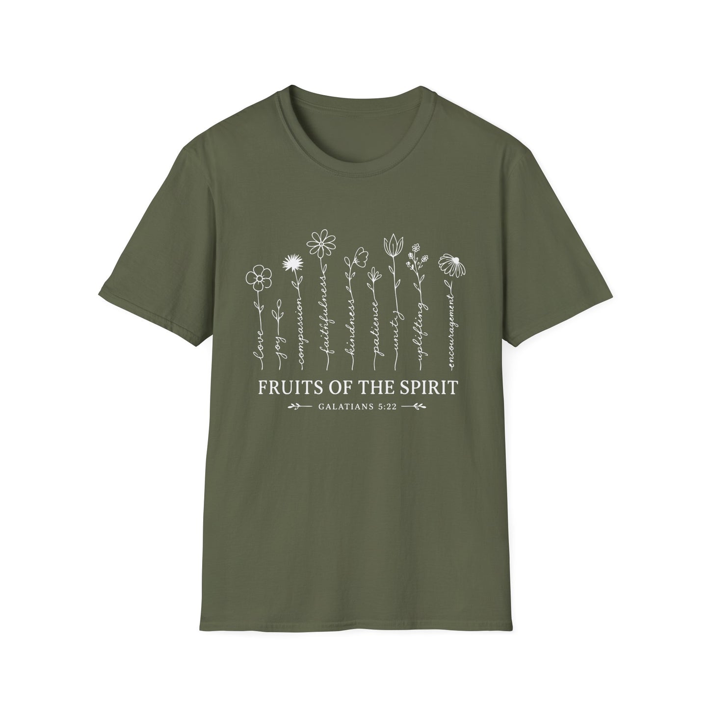 Fruits of the Spirit T-Shirt for Women | Floral Galatians 5:22 Christian Bible Verse Tee