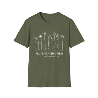Fruits of the Spirit T-Shirt for Women | Floral Galatians 5:22 Christian Bible Verse Tee