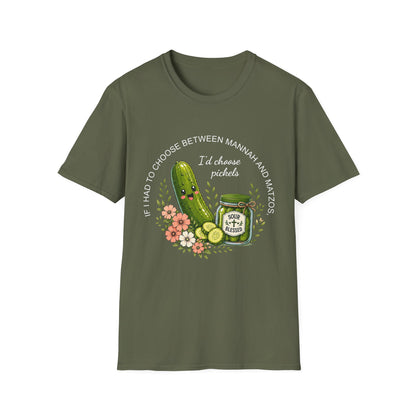 Funny Christian Pickle Lover Shirt for Women I'd Choose Pickles Faith Inspired Foodie Gift Tee