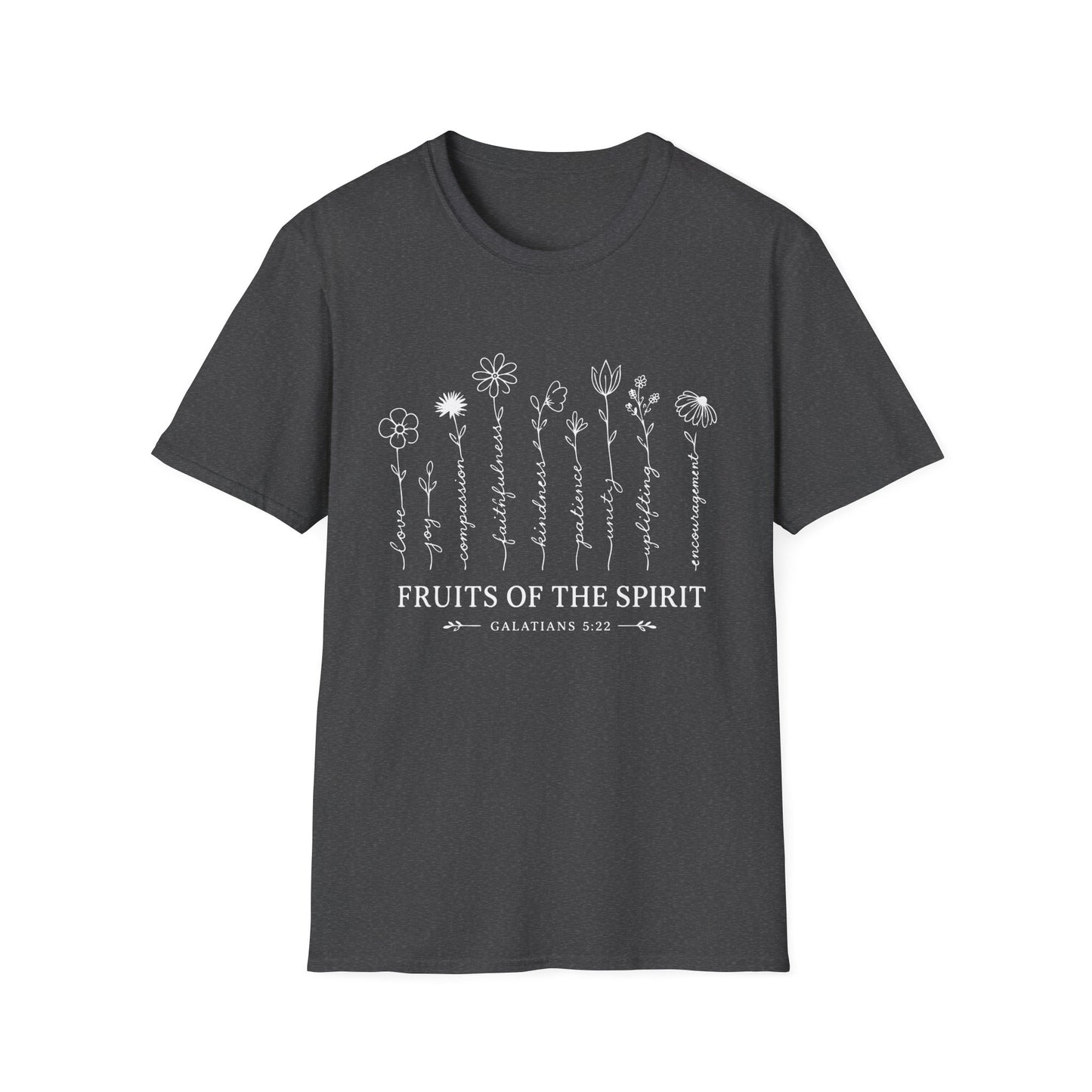 Fruits of the Spirit T-Shirt for Women | Floral Galatians 5:22 Christian Bible Verse Tee