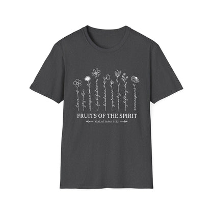 Fruits of the Spirit T-Shirt for Women | Floral Galatians 5:22 Christian Bible Verse Tee