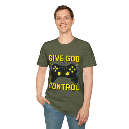 Give God Control - Christian Gamer T-Shirt - Funny Faith-Based Video Game Tee | Christian shirt | Custom Church Merch