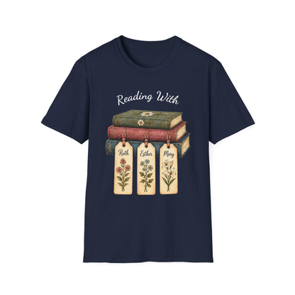 Christian Book Lover Shirt for Women – Reading With Ruth Esther & Mary Bible Stu | Christian shirt | Custom Church Merch