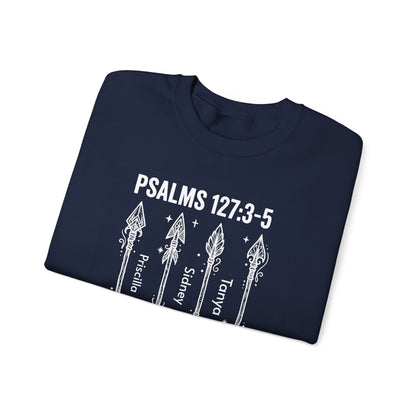 Psalm 127:3-5 Personalized Crewneck Sweatshirt | Add Kids Names, Arrow Family Blessing Scripture