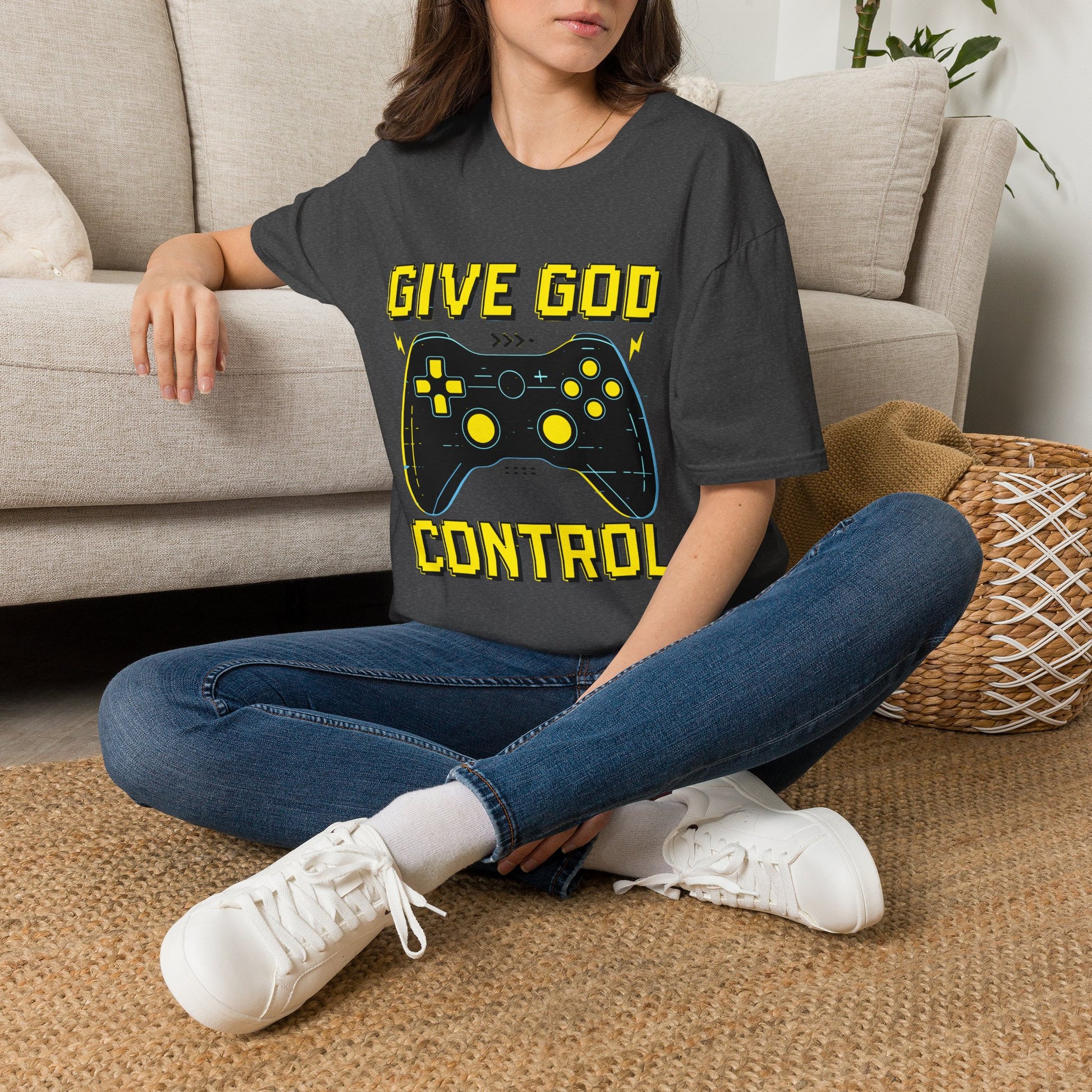 Give God Control - Christian Gamer T-Shirt - Funny Faith-Based Video Game Tee | Christian shirt | Custom Church Merch