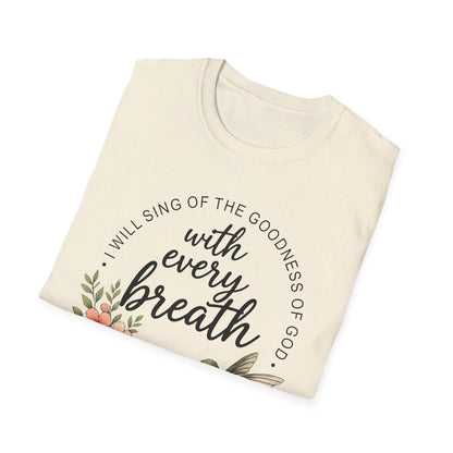 Christian Shirt for Women – With Every Breath Hummingbird Floral Inspirational Faith Based Graphic T-Shirt